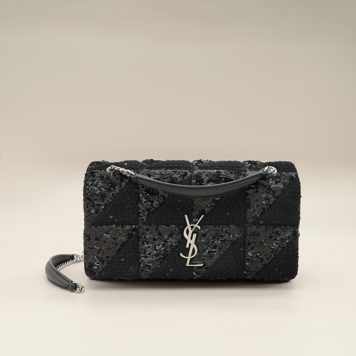YSL Black Jamie Sequin-Embellished Shoulder Bag-YSL-THE CLOSET