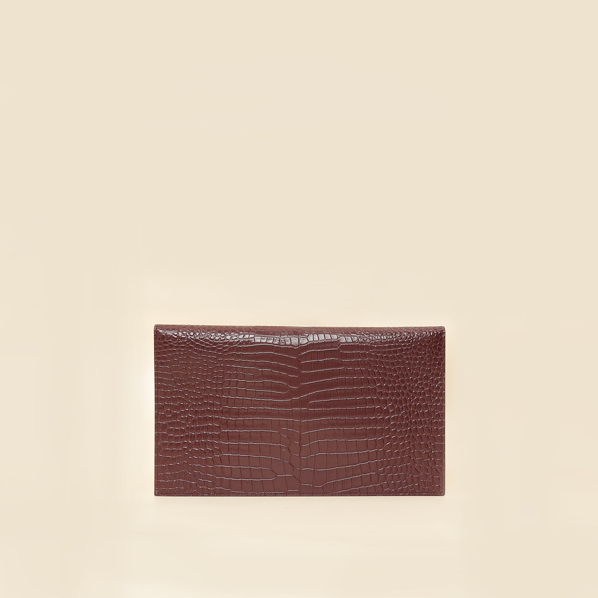 YSL Burgundy Crocodile Embossed Uptown Pouch-YSL-THE CLOSET