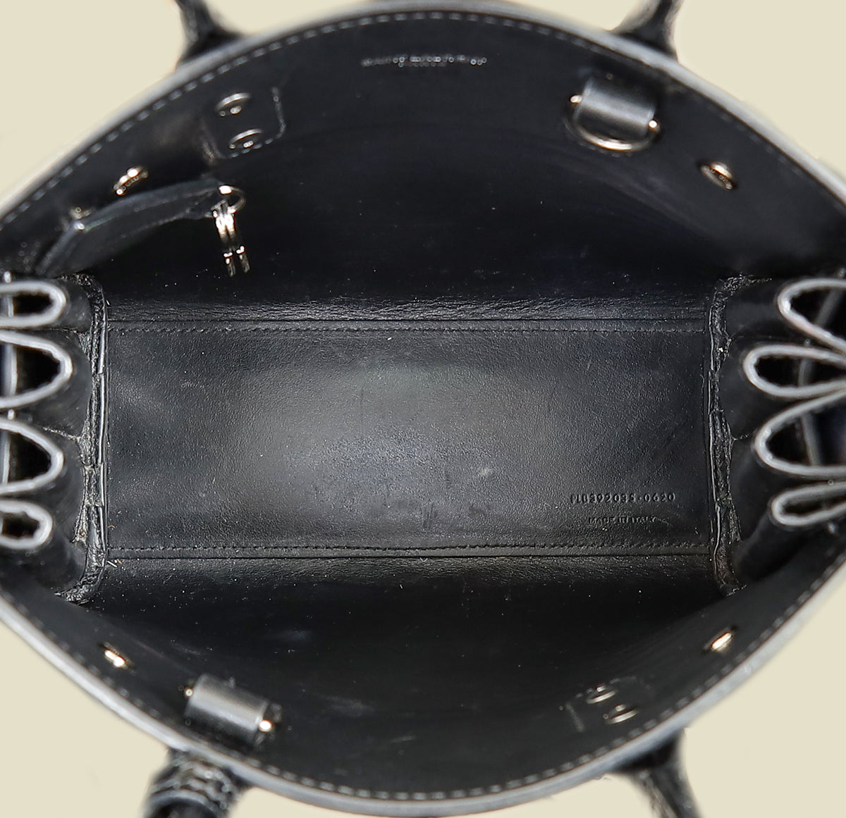 YSL Black Sac De Jour Croco Embossed Nano Bag