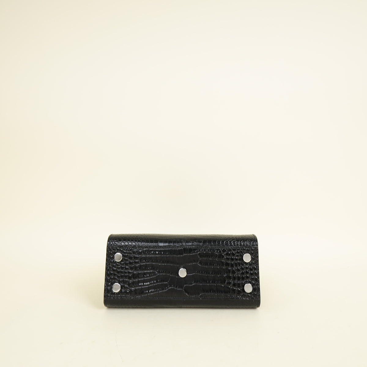 YSL Black Sac De Jour Croco Embossed Nano Bag