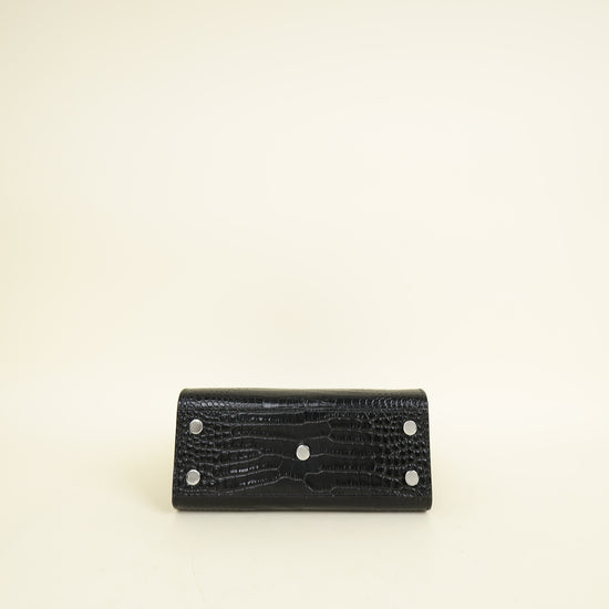 YSL Black Sac De Jour Croco Embossed Nano Bag