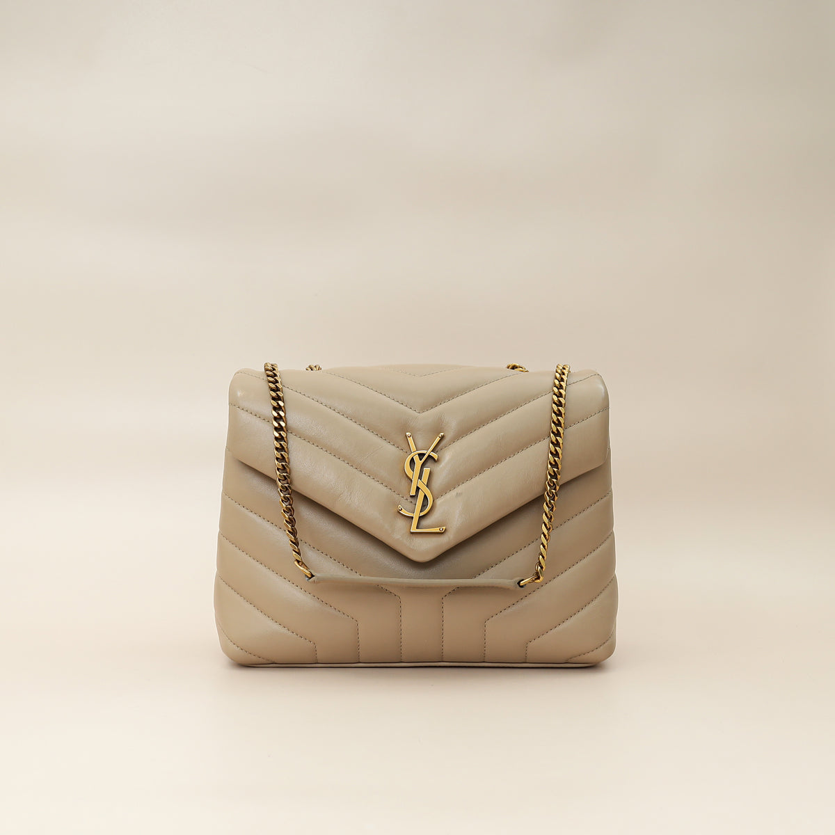YSL Beige Loulou Small Flap Shoulder Bag-YSL-THE CLOSET