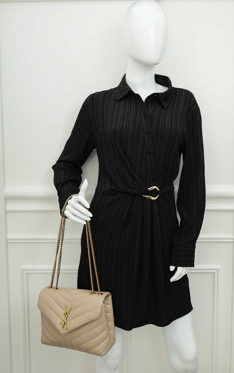 YSL Beige Loulou Small Flap Shoulder Bag-YSL-THE CLOSET