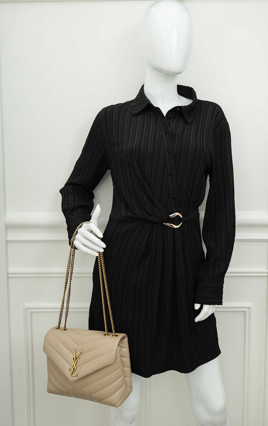 YSL Beige Loulou Small Flap Shoulder Bag-YSL-THE CLOSET