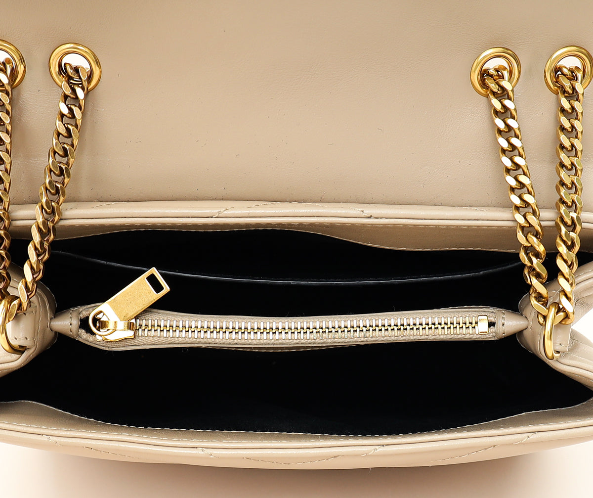YSL Beige Loulou Small Flap Shoulder Bag-YSL-THE CLOSET