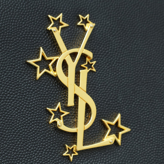 YSL Black Star Studded Monogram Wallet on Chain