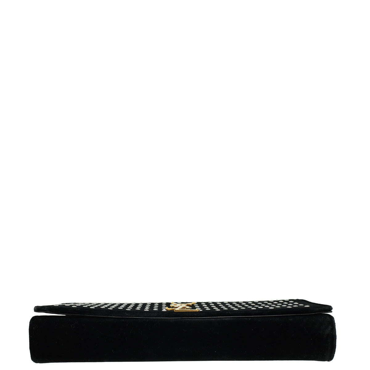 YSL Black Velvet Crystal Studded Classic Monogram Clutch