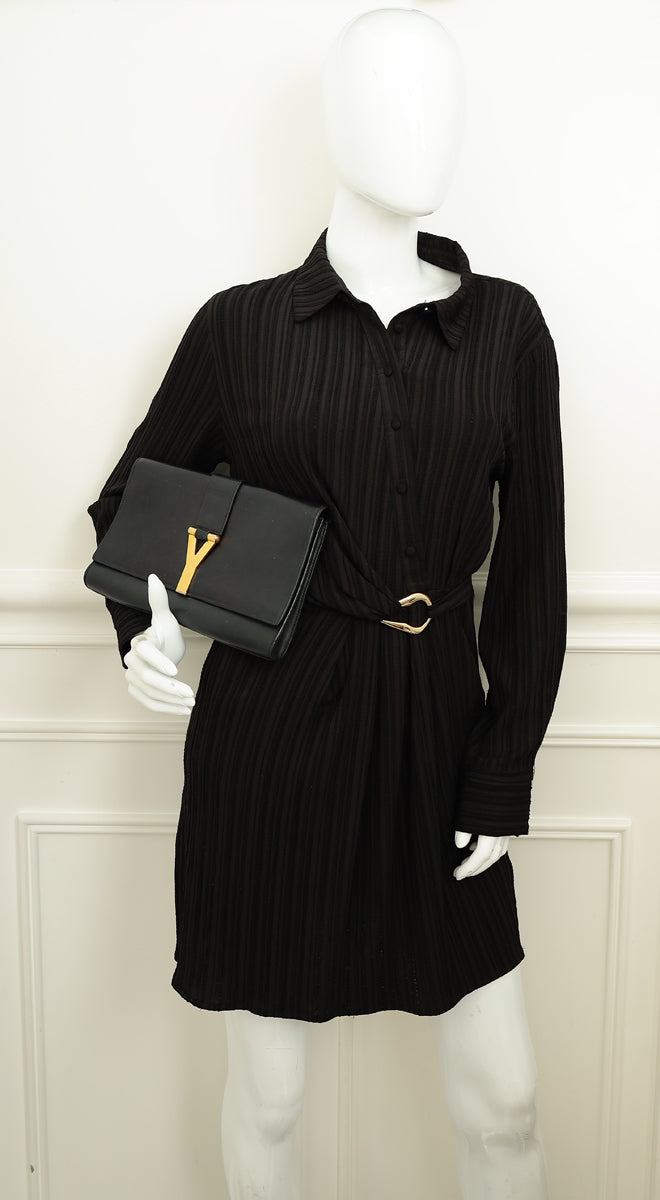 YSL Black Y Ligne Clutch-YSL-THE CLOSET