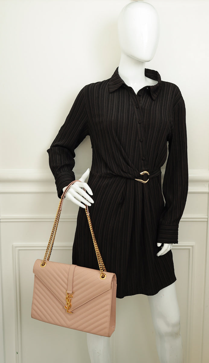 YSL Light Pink Monogram Satchel Flap Large Bag-YSL-THE CLOSET