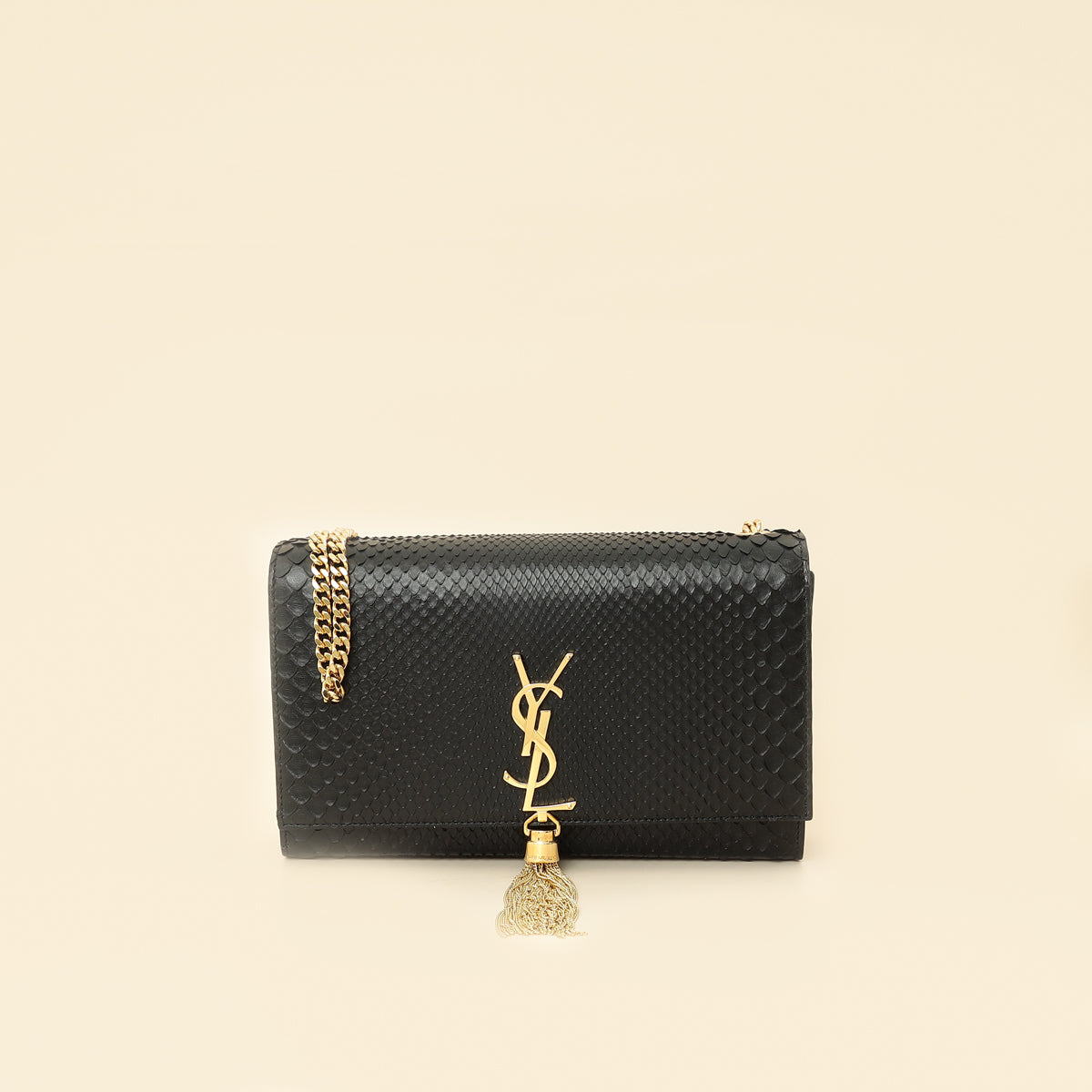 YSL Black Python Tassel Kate Medium Shoulder Bag-YSL-THE CLOSET