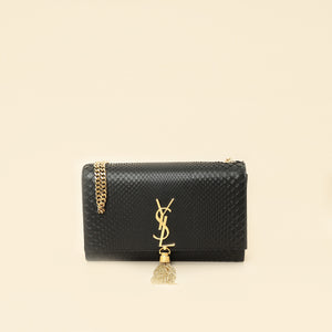 YSL Black Python Tassel Kate Medium Shoulder Bag