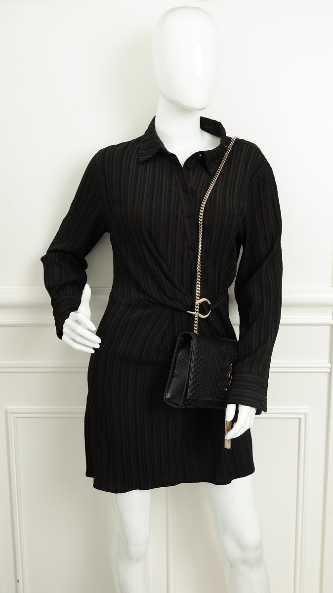 YSL Black Python Tassel Kate Medium Shoulder Bag-YSL-THE CLOSET