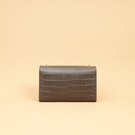 YSL Brown Croco Embossed Tassel Kate Bag-YSL-THE CLOSET