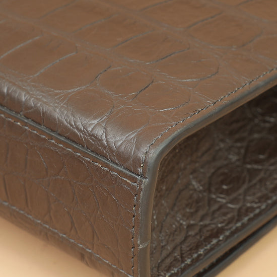 YSL Brown Croco Embossed Tassel Kate Bag-YSL-THE CLOSET