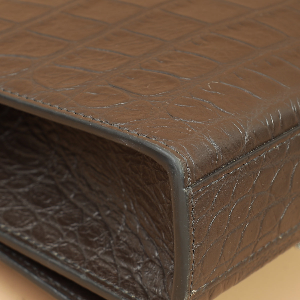 YSL Brown Croco Embossed Tassel Kate Bag-YSL-THE CLOSET