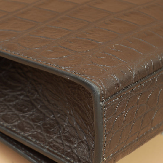 YSL Brown Croco Embossed Tassel Kate Bag-YSL-THE CLOSET