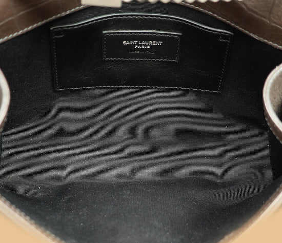 YSL Brown Croco Embossed Tassel Kate Bag-YSL-THE CLOSET