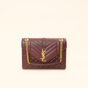 YSL Burgundy Mix Quilted Envelope Medium Flap Bag