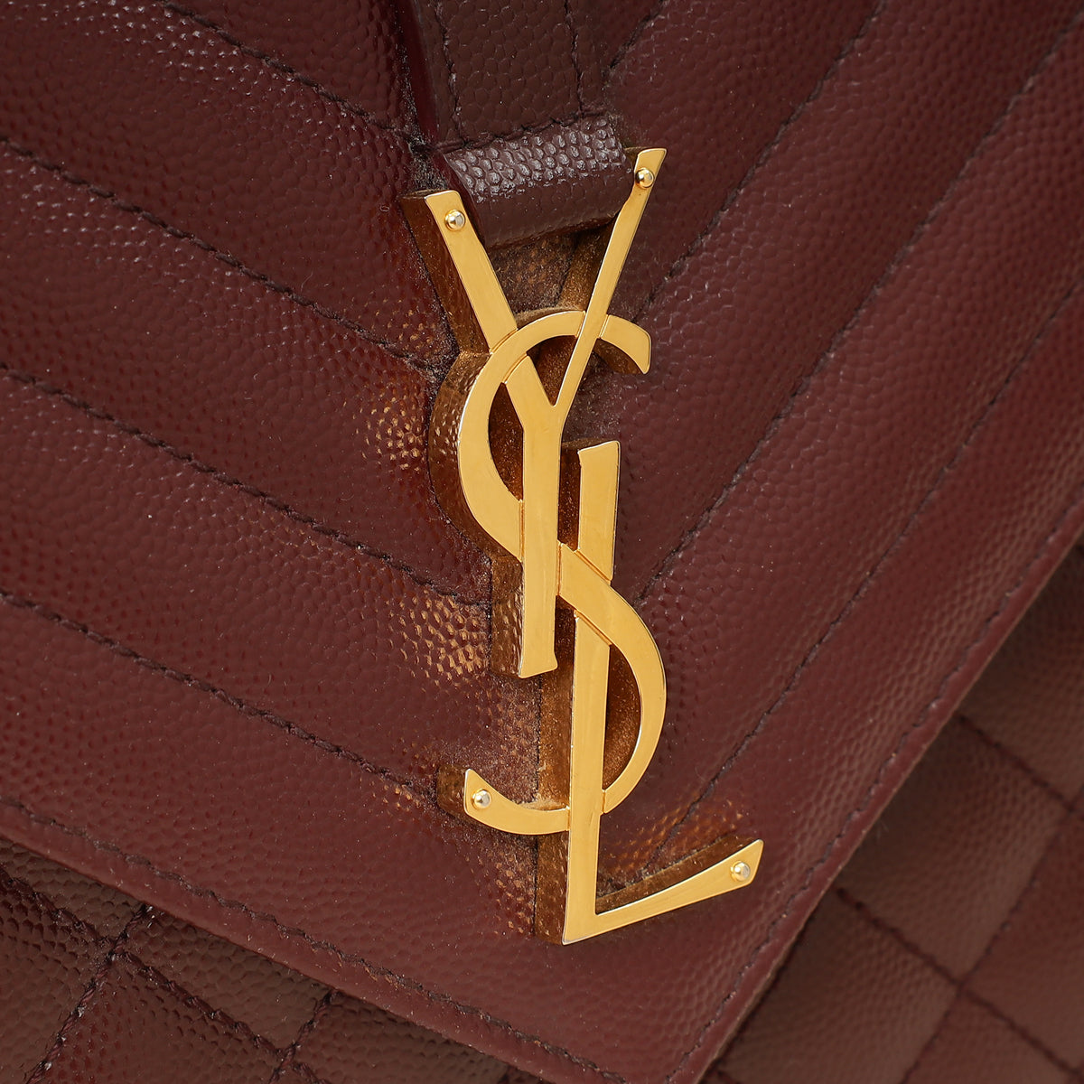 YSL Burgundy Mix Quilted Envelope Medium Flap Bag-YSL-THE CLOSET
