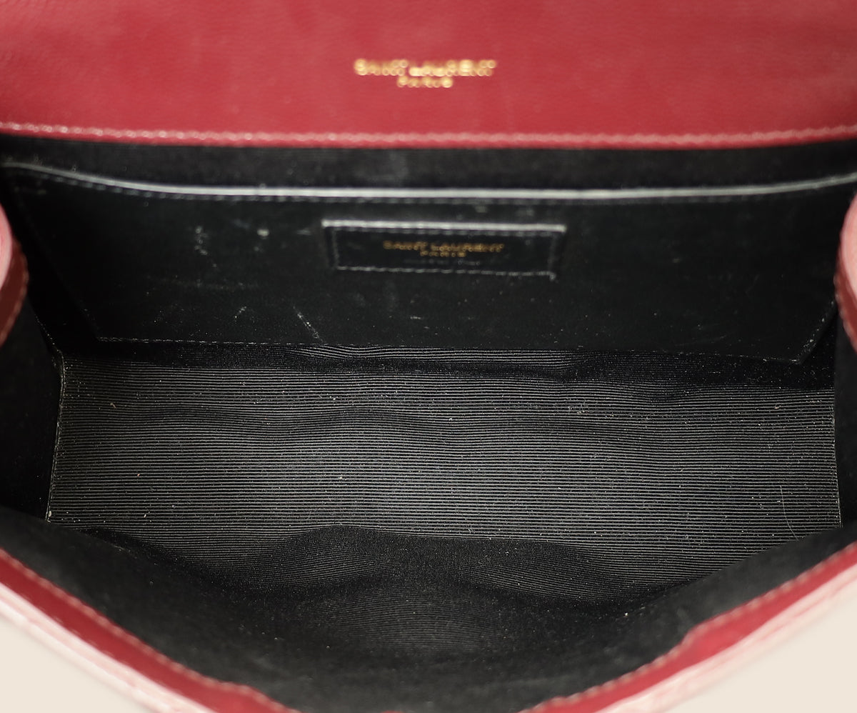 YSL Burgundy Mix Quilted Envelope Medium Flap Bag-YSL-THE CLOSET