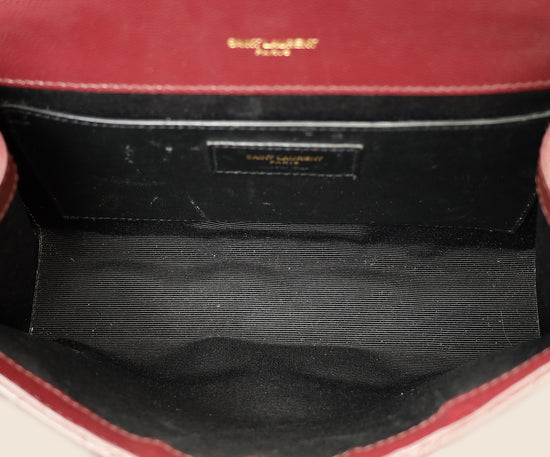 YSL Burgundy Mix Quilted Envelope Medium Flap Bag-YSL-THE CLOSET