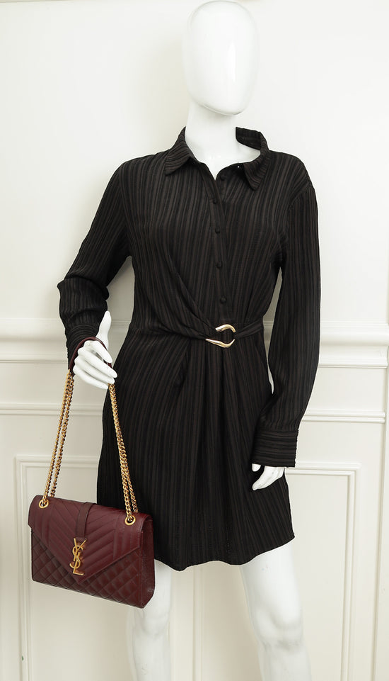 YSL Burgundy Mix Quilted Envelope Medium Flap Bag-YSL-THE CLOSET