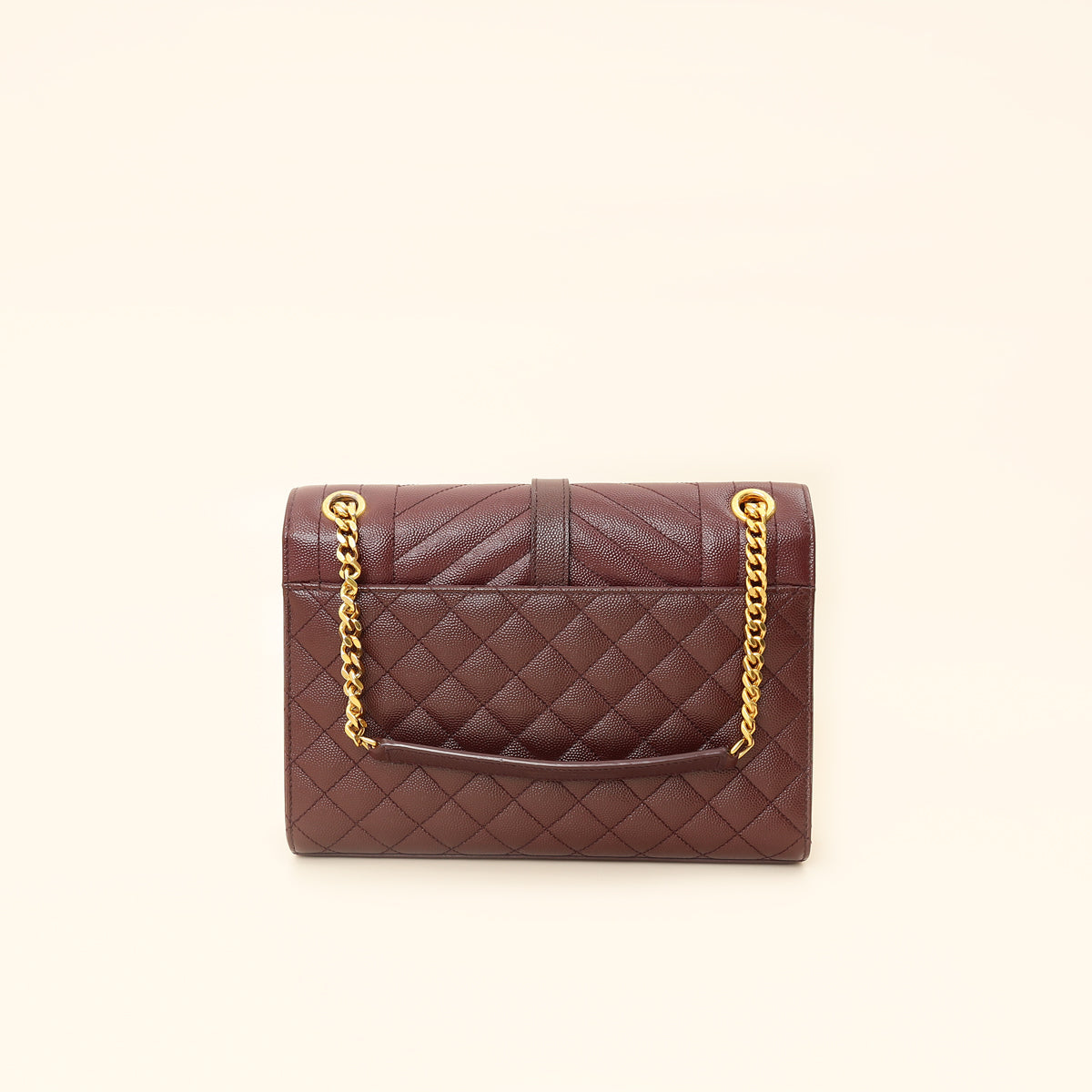 YSL Burgundy Mix Quilted Envelope Medium Flap Bag-YSL-THE CLOSET