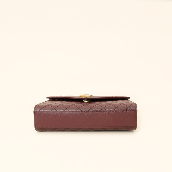 YSL Burgundy Mix Quilted Envelope Medium Flap Bag-YSL-THE CLOSET