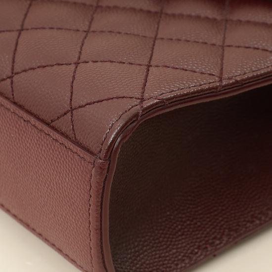YSL Burgundy Mix Quilted Envelope Medium Flap Bag-YSL-THE CLOSET