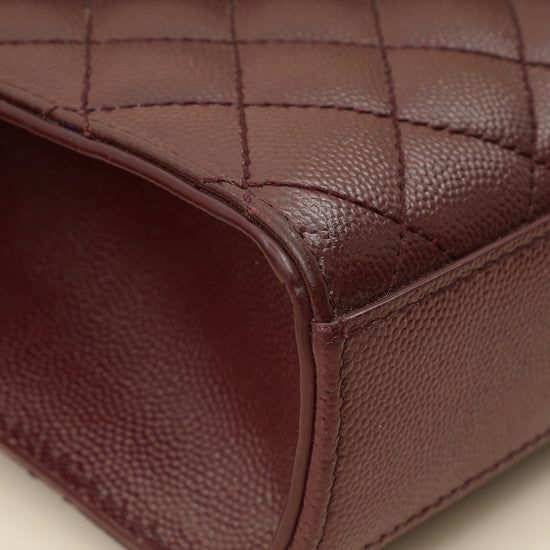 YSL Burgundy Mix Quilted Envelope Medium Flap Bag-YSL-THE CLOSET