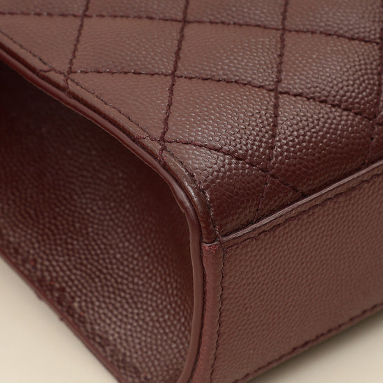 YSL Burgundy Mix Quilted Envelope Medium Flap Bag-YSL-THE CLOSET