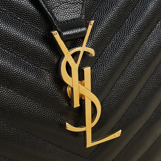 YSL Black Monogram Chevron Large Shopper Bag-YSL-THE CLOSET