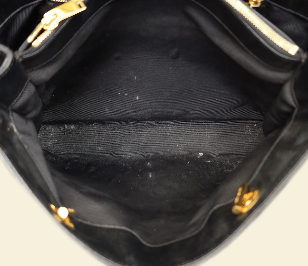 YSL Black Monogram Chevron Large Shopper Bag-YSL-THE CLOSET