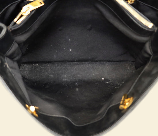 YSL Black Monogram Chevron Large Shopper Bag-YSL-THE CLOSET