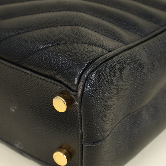 YSL Black Monogram Chevron Large Shopper Bag-YSL-THE CLOSET