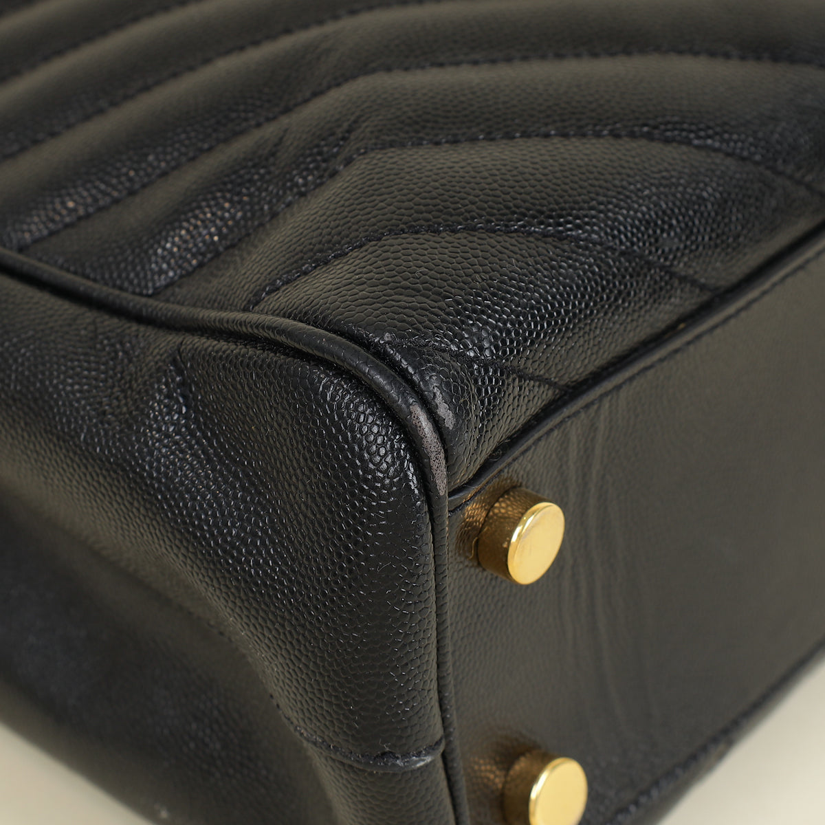 YSL Black Monogram Chevron Large Shopper Bag-YSL-THE CLOSET