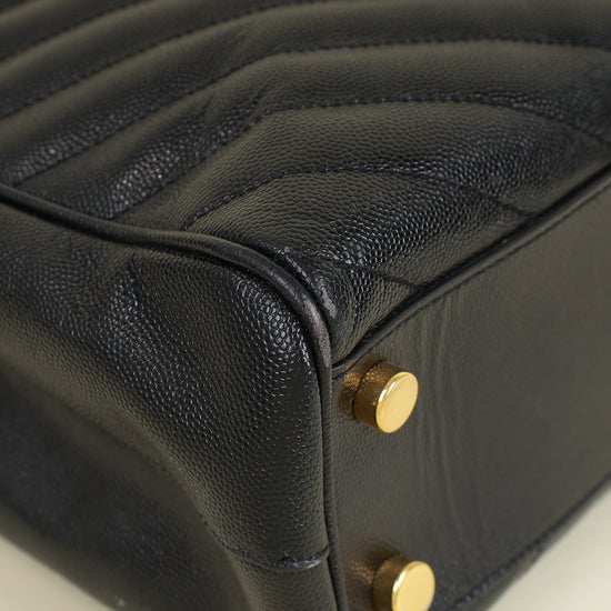 YSL Black Monogram Chevron Large Shopper Bag-YSL-THE CLOSET