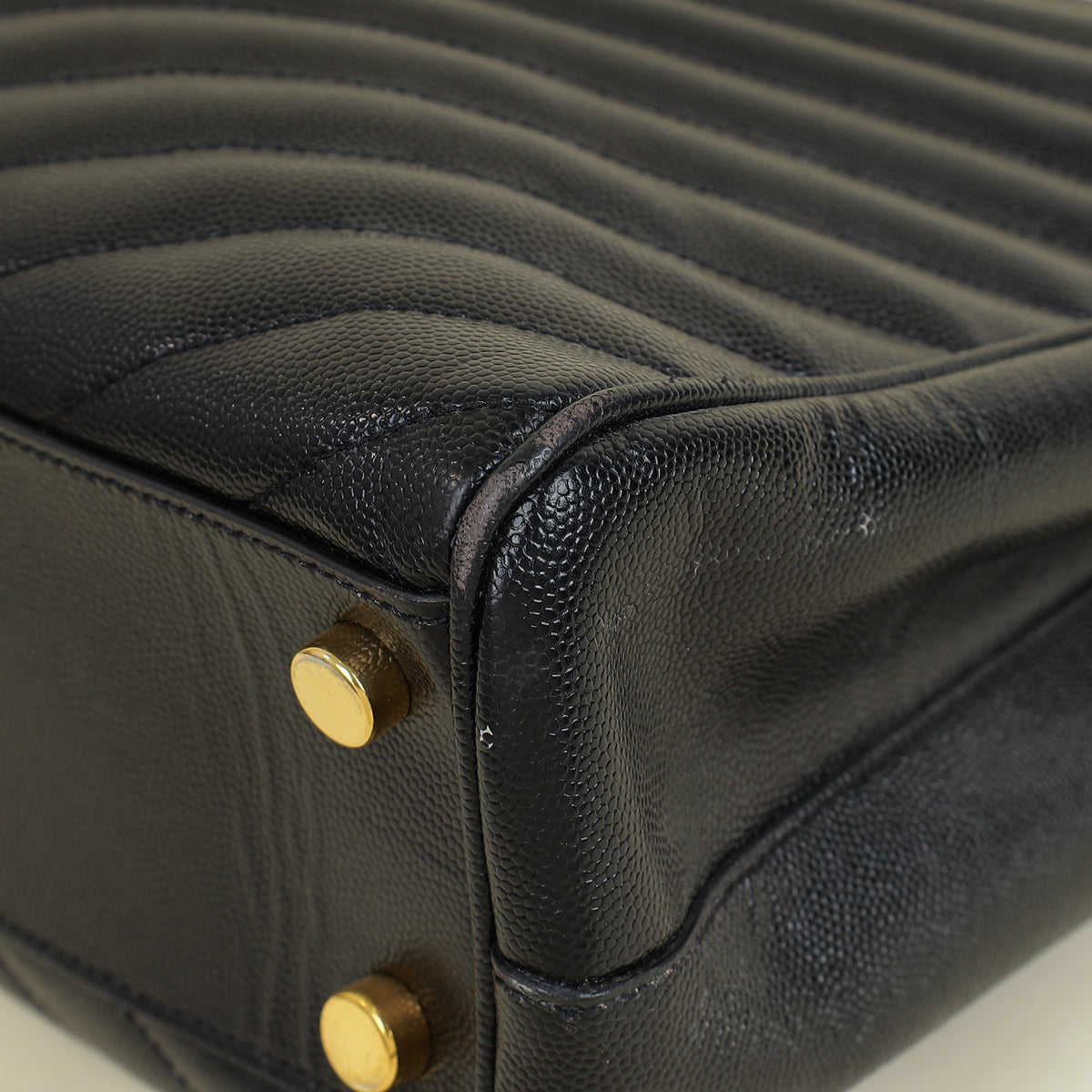 YSL Black Monogram Chevron Large Shopper Bag-YSL-THE CLOSET