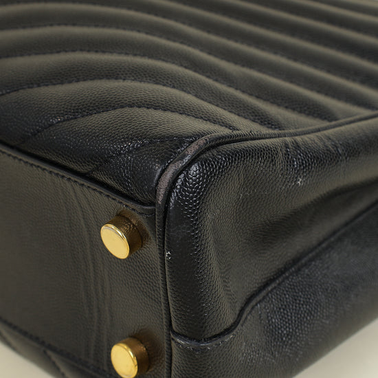 YSL Black Monogram Chevron Large Shopper Bag-YSL-THE CLOSET