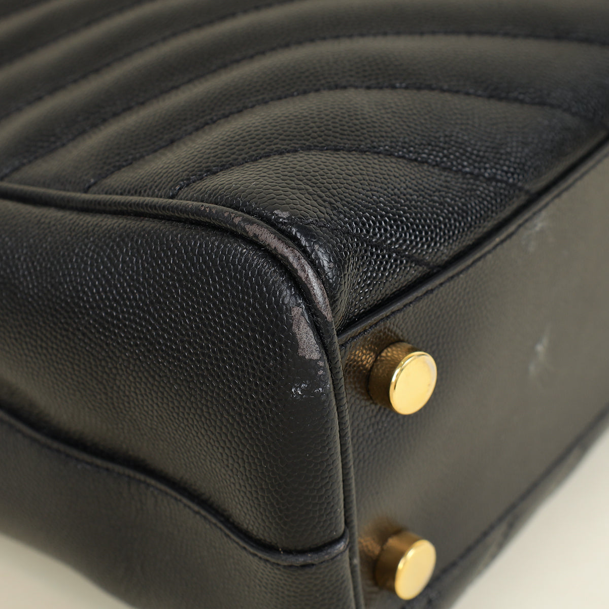 YSL Black Monogram Chevron Large Shopper Bag-YSL-THE CLOSET