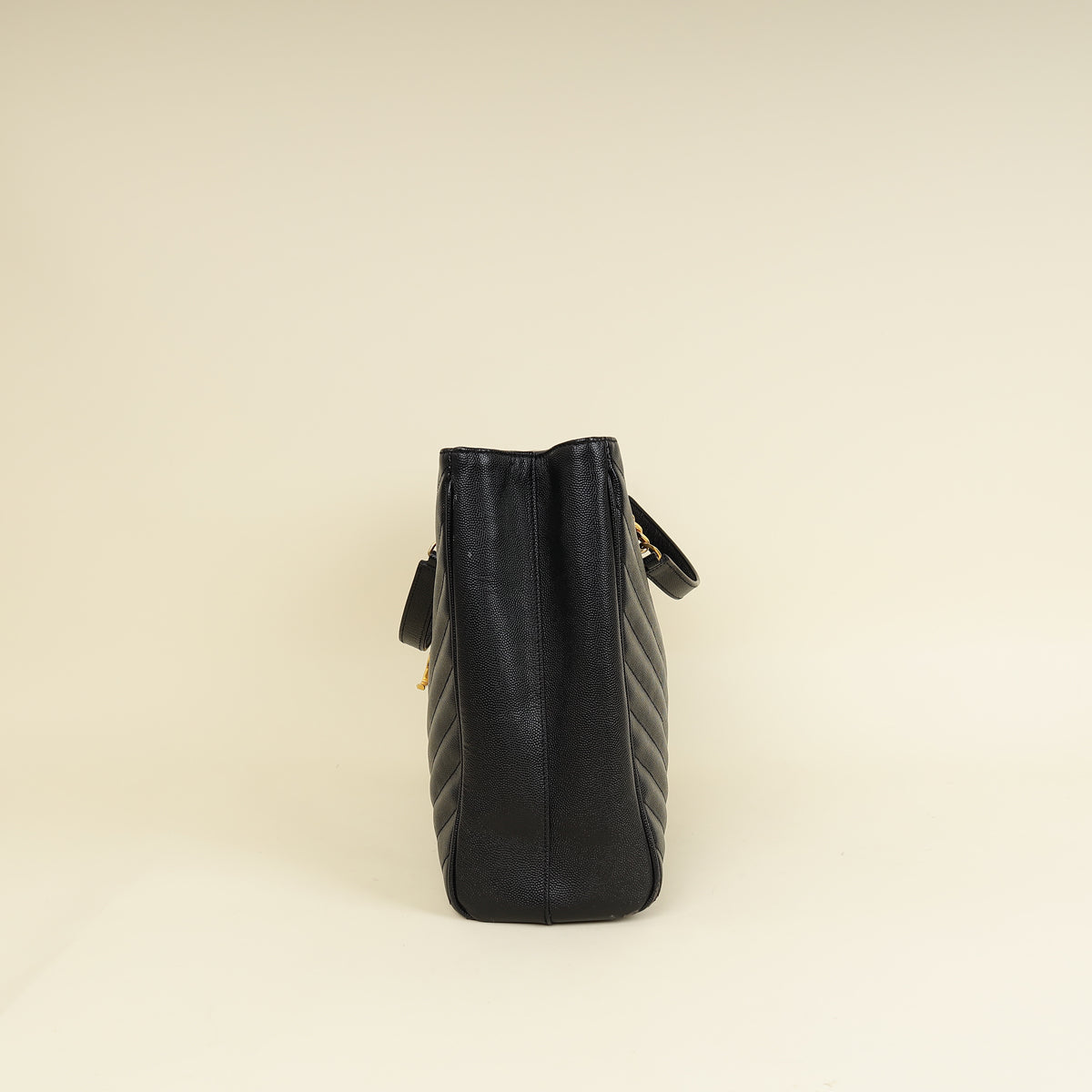 YSL Black Monogram Chevron Large Shopper Bag-YSL-THE CLOSET