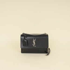 YSL Black Sunset Flap Medium Shoulder Bag