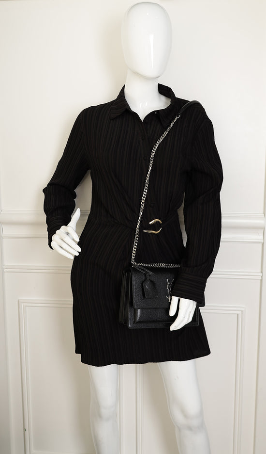 YSL Black Sunset Flap Medium Shoulder Bag-YSL-THE CLOSET