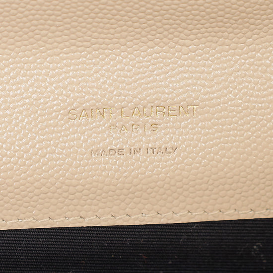 YSL Beige Cassandre Matelasse Flap Pouch-YSL-THE CLOSET