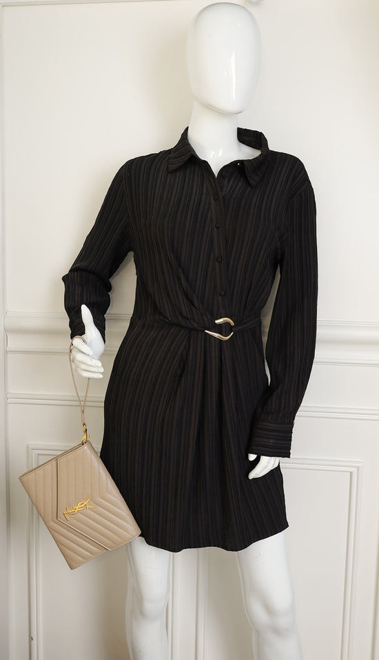 YSL Beige Cassandre Matelasse Flap Pouch-YSL-THE CLOSET