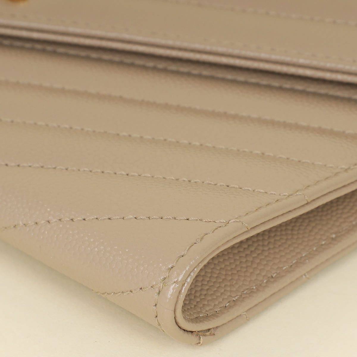 YSL Beige Cassandre Matelasse Flap Pouch-YSL-THE CLOSET