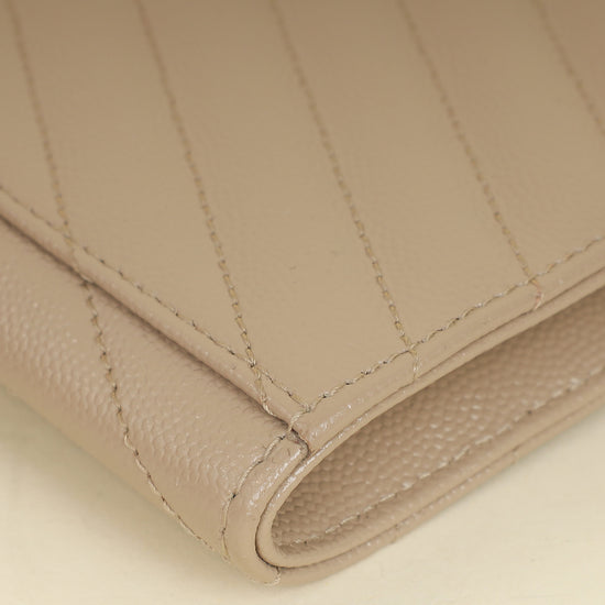 YSL Beige Cassandre Matelasse Flap Pouch-YSL-THE CLOSET