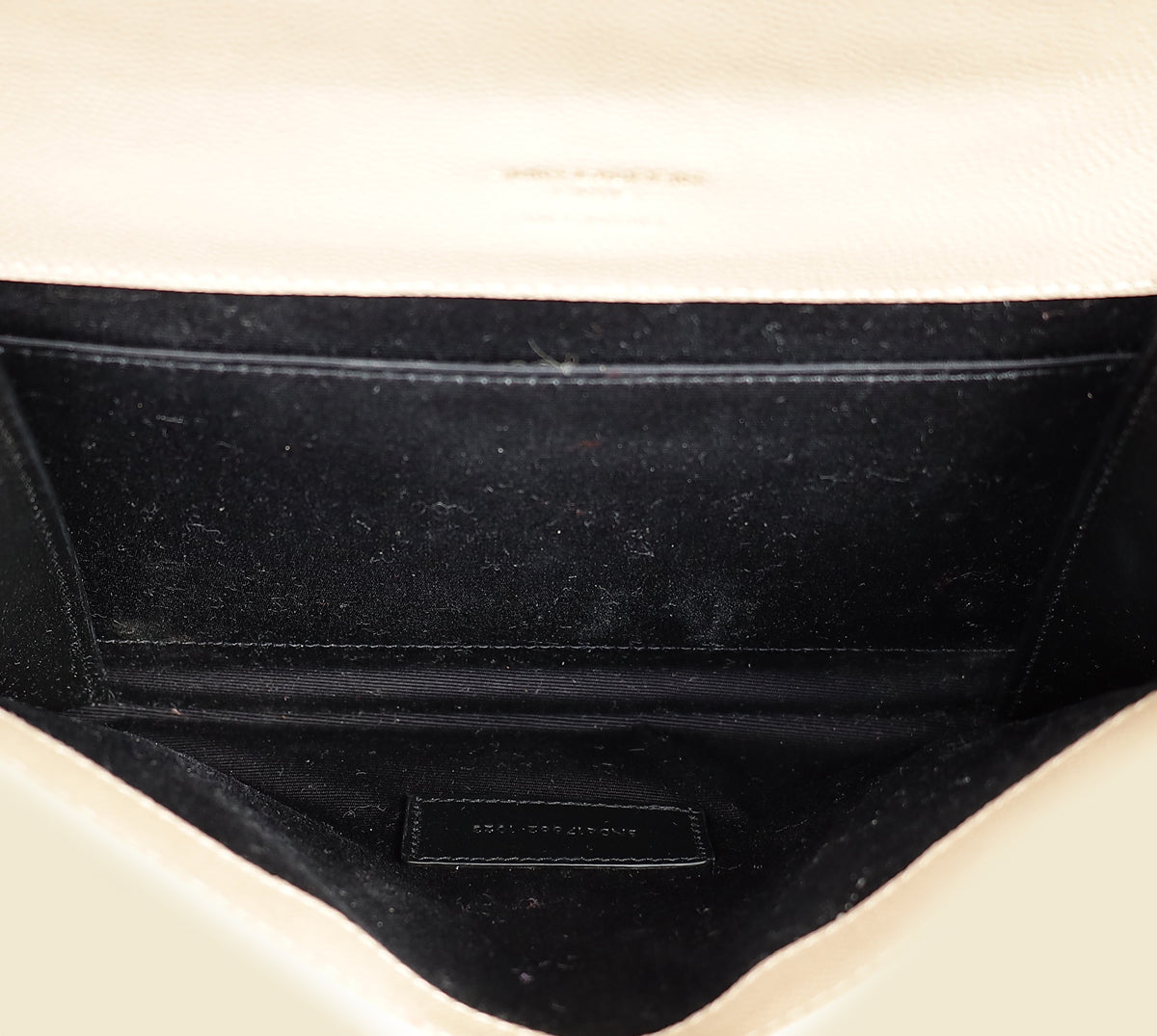 YSL Beige Cassandre Matelasse Flap Pouch-YSL-THE CLOSET