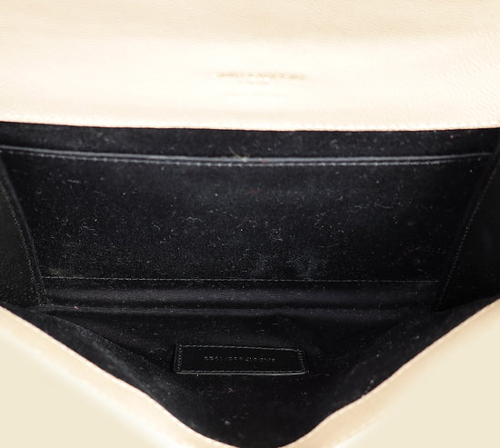 YSL Beige Cassandre Matelasse Flap Pouch-YSL-THE CLOSET