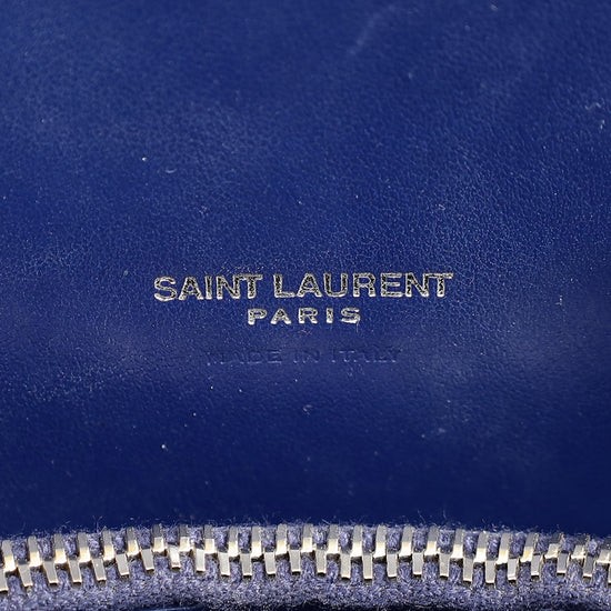 YSL Navy Blue Croco Embossed Sac De Jour Baby Bag